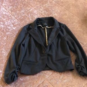 Charcoal Knit Crop Blazer 3/4 length arms